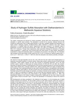 Study of Hydrogen Sulfide Absorption with Diethanolamine in