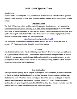 2016 - 2017 Spell-A-Thon - St. Gabriel Parent Organization