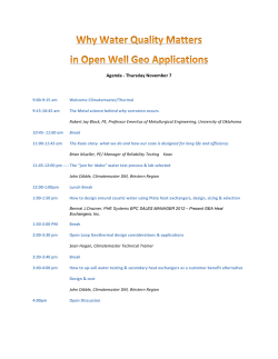 Agenda Why Water Quality Matters Workshop 2