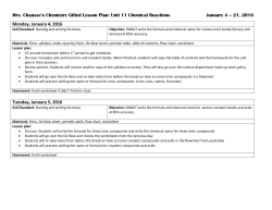Mrs. Chausse`s Chemistry Gifted Lesson Plan