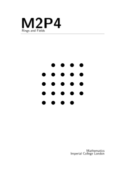 Rings and Fields Mathematics Imperial College London