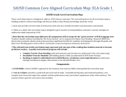 2013-2014 Curriculum Map Guide Grade 1 ELA