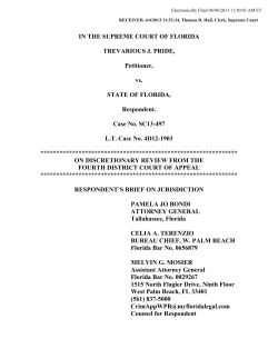 IN THE SUPREME COURT OF FLORIDA TREVARIOUS J. PRIDE