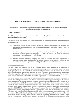 COMP 1 &ndash; Requirement to perform an analysis of