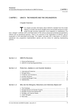CHAPTER 1 UNHCR: THE MANDATE AND THE