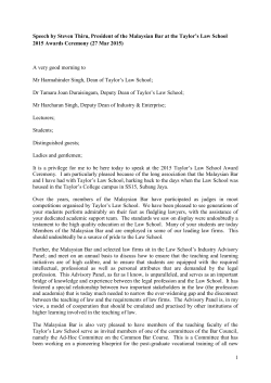 1 Speech by Steven Thiru, President of the Malaysian Bar at the