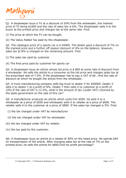 Q1. A shopkeeper buys a TV at a discount of 20% from