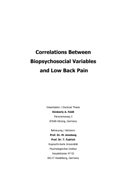 Correlations Between Biopsychosocial Variables and Low Back Pain