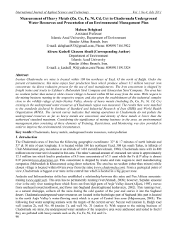 Measurement of Heavy Metals (Zn, Cu, Fe, Ni, Cd, Co) in