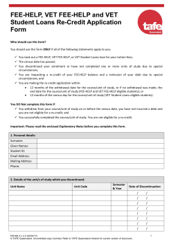 FEE-HELP, VET FEE-HELP and VET Student Loans Re