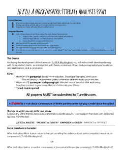 To Kill A Mockingbird:Literary Analysis Essay