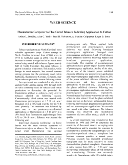 Fluometuron Carryover to Flue