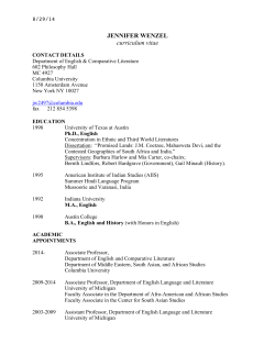 JENNIFER WENZEL curriculum vitae