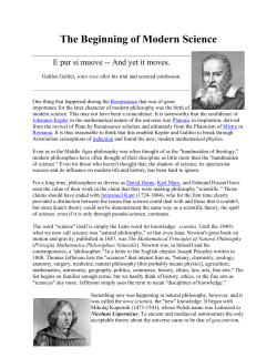The Beginning of Modern Science
