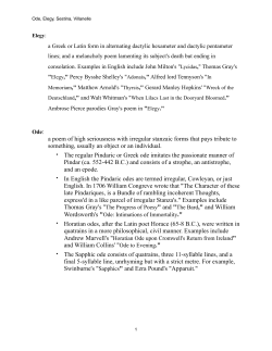 Elegy, Ode, Sestina, Villanelle