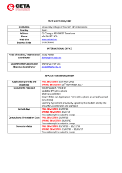 FACT SHEET 2016/2017 Institution University College of Tourism
