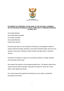 1 statement by president jacob zuma to the national assembly on the
