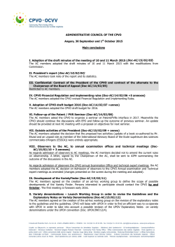 ADMINISTRATIVE COUNCIL OF THE CPVO Angers, 30 September