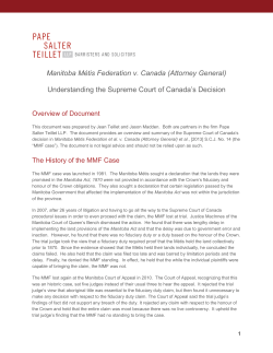 Manitoba M&eacute;tis Federation v. Canada