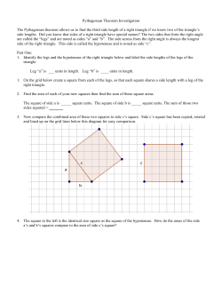 Pythagorean Theorem Investigation The
