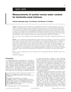Measurements of suction versus water content for bentonite&ndash;sand