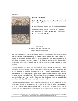 RBL 09/2015 Michael B. Hundley Gods in Dwellings