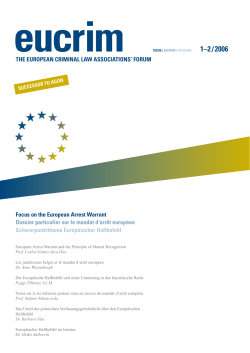 Focus on the European Arrest Warrant Dossier particulier sur le