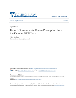 Federal Governmental Power: Preemption from the October 2008