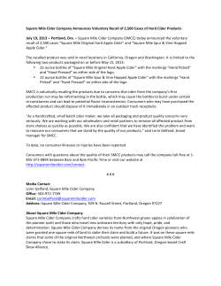 Square Mile Cider Company Announces Voluntary Recall of 2,500