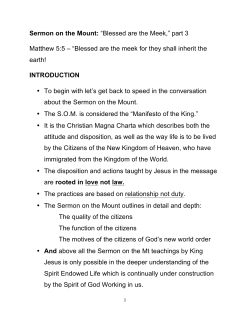 Sermon on the Mount: “Blessed are the Meek,” part 3 Matthew 5:5