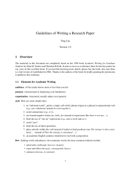 Guidelines of Writing a Research Paper