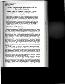 Binding of Pb and Zn to Aluminium Oxide and Proton Stoichiometry
