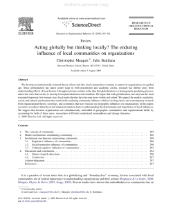 Acting globally but thinking locally? The enduring