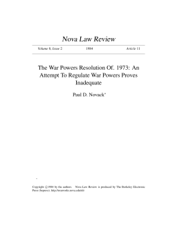 The War Powers Resolution Of. 1973: An Attempt To Regulate War