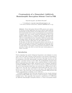 (Somewhat) Additively Homomorphic Encryption Scheme Used in PIR
