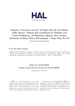 Oration ``Conversa in nos`` of Pope Pius II (15 March - HAL