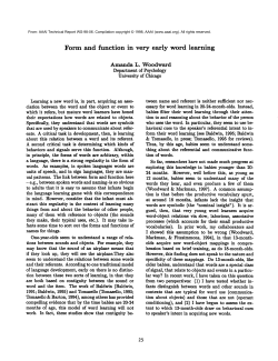 Form and Function in Very Early Word Learning