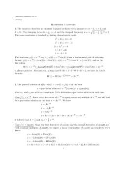 Homework 5 answers 1. The equation describes an unforced
