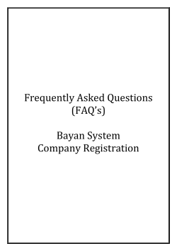 Frequently Asked Questions (FAQ) Company Registration