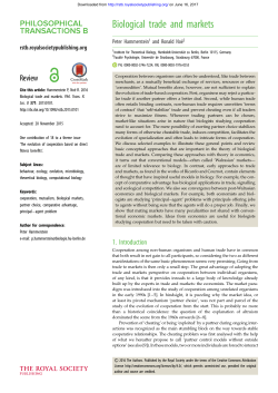 Biological trade and markets - Philosophical Transactions of the