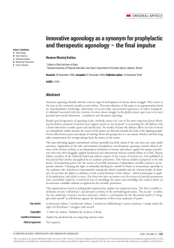 Innovative agonology as a synonym for prophylactic