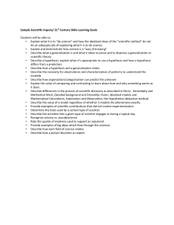 Sample Scientific Inquiry/ 21st Century Skills Learning Goals