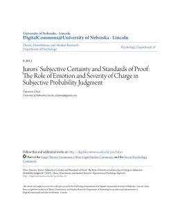 Jurors&acirc;&bull;Ž Subjective Certainty and Standards of Proof: The Role of