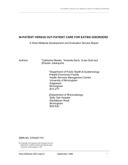 1 In-patient versus out-patient care for eating disorders