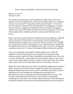 Chaos, Creation and Sabbath: A Divine Dance of Trust and Hope