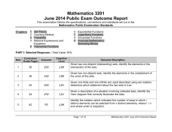 Mathematics 3201 June 2014 Public Exam Outcome Report