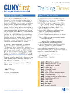 CUNYfirst Training Times Newsletter Volume 3 Issue 4