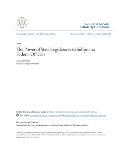 The Power of State Legislatures to Subpoena Federal Officials