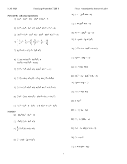 MAT 0020 Practice poblems for TEST 5 Please remember the