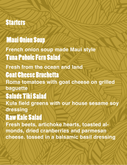 Starters Maui Onion Soup Tuna Pohole Fern Salad Goat Cheese
